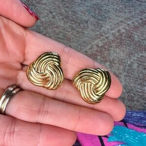 Monet gold tone Love Knott post earrings